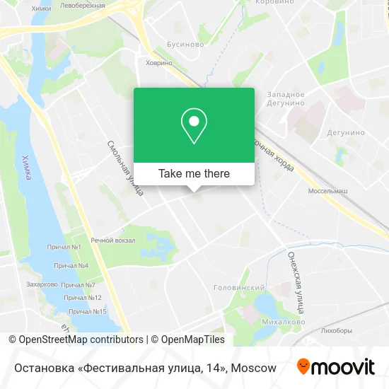 Остановка «Фестивальная улица, 14» map