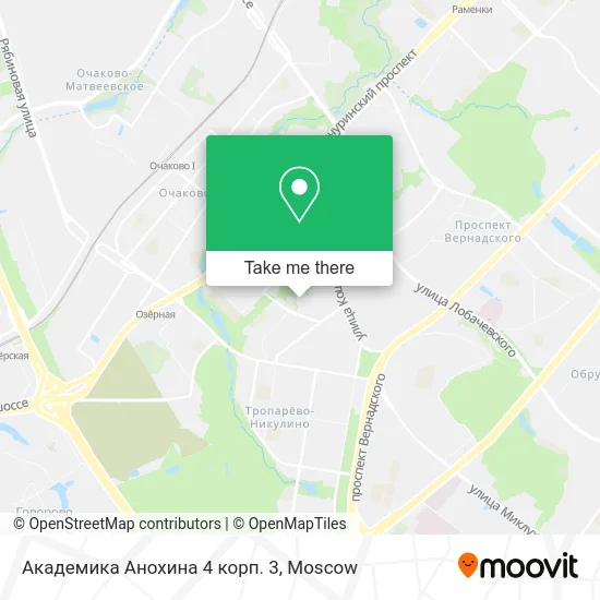 Академика Анохина 4 корп. 3 map