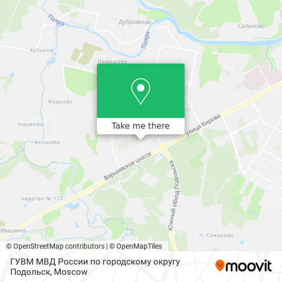 ГУВМ МВД России по городскому округу Подольск map