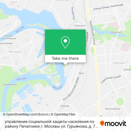управление социальной защиты населения по району Печатники г. Москвы ул. Гурьянова, д. 77 map