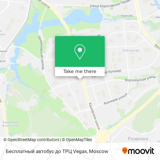 Бесплатный автобус до ТРЦ Vegas map