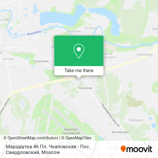 Маршрутка 46 Пл. Чкаловская - Пос. Свердловский map