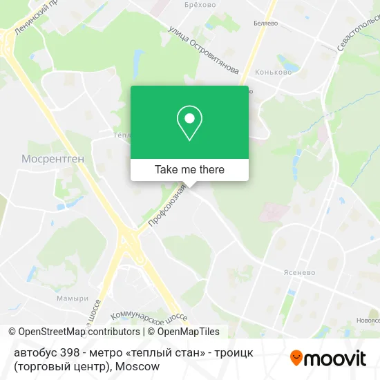 автобус 398 - метро «теплый стан» - троицк (торговый центр) map