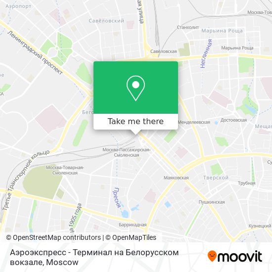 Аэроэкспресс - Терминал на Белорусском вокзале map