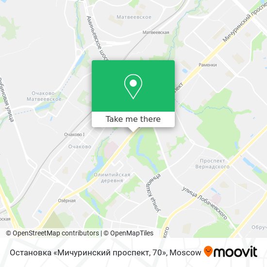 Остановка «Мичуринский проспект, 70» map