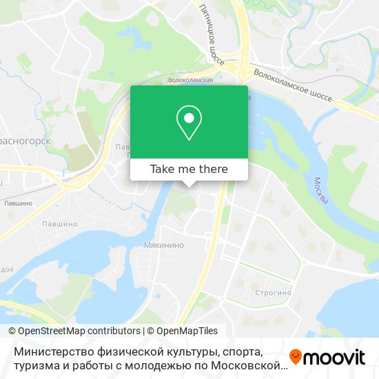 Министерство физической культуры, спорта, туризма и работы с молодежью по Московской области map