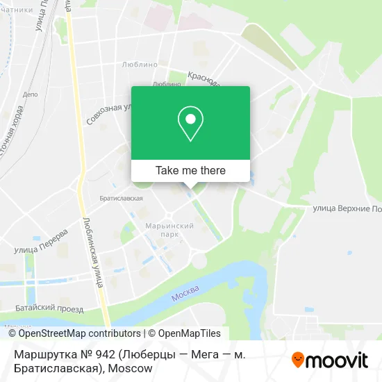 Маршрутка № 942 (Люберцы — Мега — м. Братиславская) map