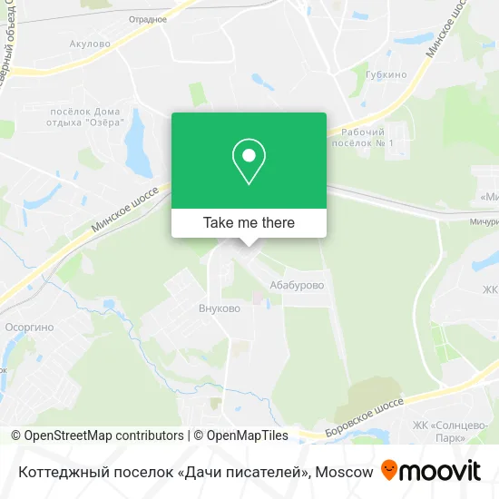 Коттеджный поселок «Дачи писателей» map