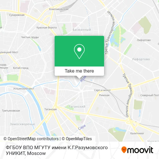 ФГБОУ ВПО МГУТУ имени К.Г.Разумовского УНИКИТ map
