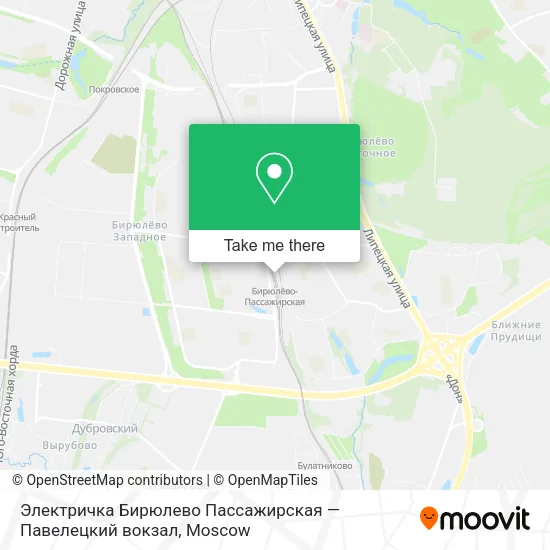 Электричка Бирюлево Пассажирская — Павелецкий вокзал map