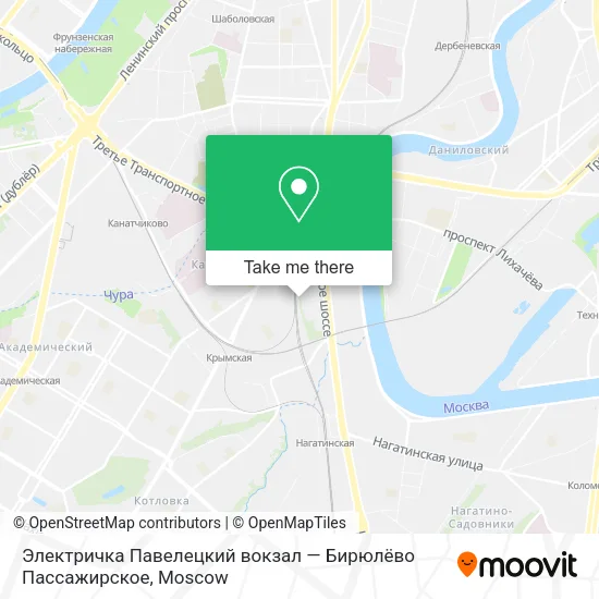 Электричка Павелецкий вокзал — Бирюлёво Пассажирское map