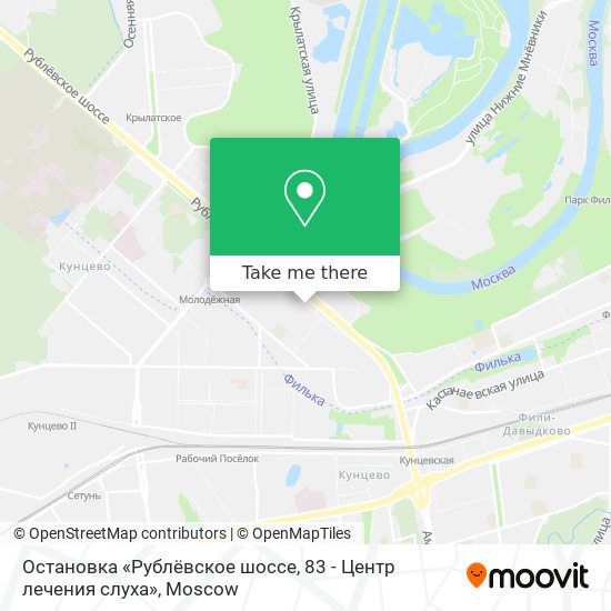 Остановка «Рублёвское шоссе, 83 - Центр лечения слуха» map