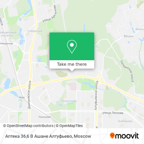 Аптека 36,6 В Ашане Алтуфьево map