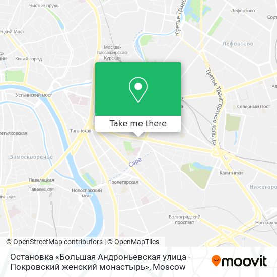 Остановка «Большая Андроньевская улица - Покровский женский монастырь» map