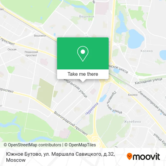 Южное Бутово, ул. Маршала Савицкого, д.32 map
