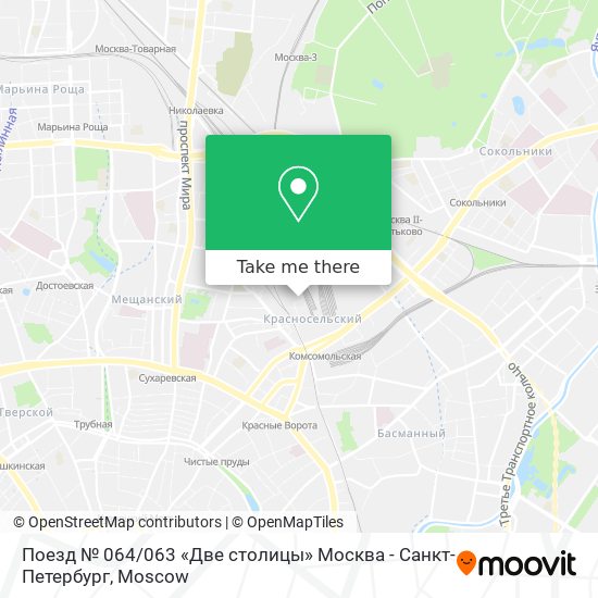 Поезд № 064 / 063 «Две столицы» Москва - Санкт-Петербург map