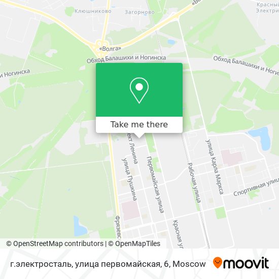 г.электросталь, улица первомайская, 6 map