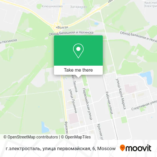 г.электросталь, улица первомайская, 6 map
