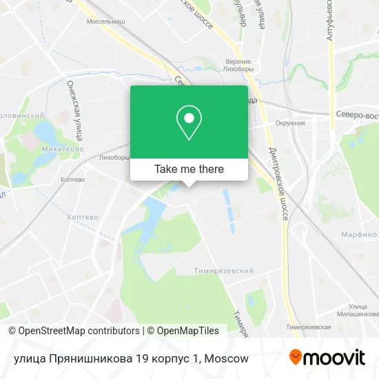 улица Прянишникова 19 корпус 1 map