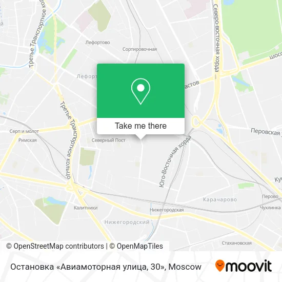 Остановка «Авиамоторная улица, 30» map