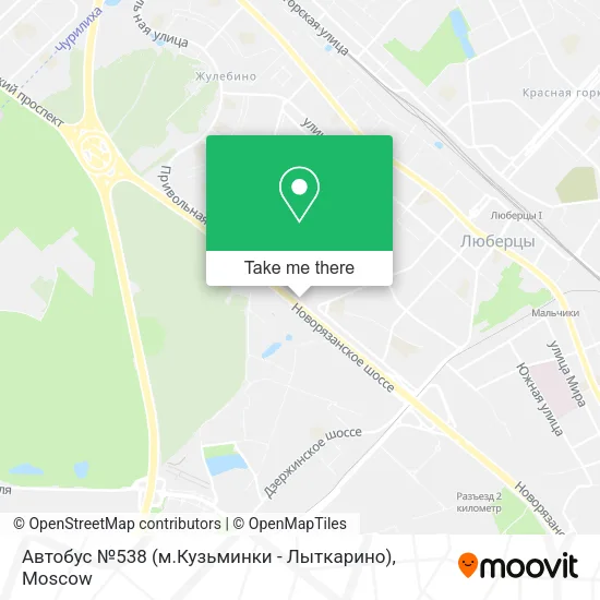 Автобус №538 (м.Кузьминки - Лыткарино) map