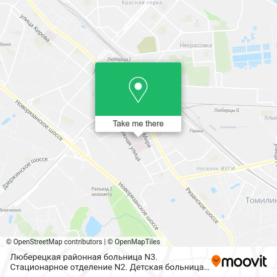 Люберецкая районная больница N3. Стационарное отделение N2. Детская больница. map