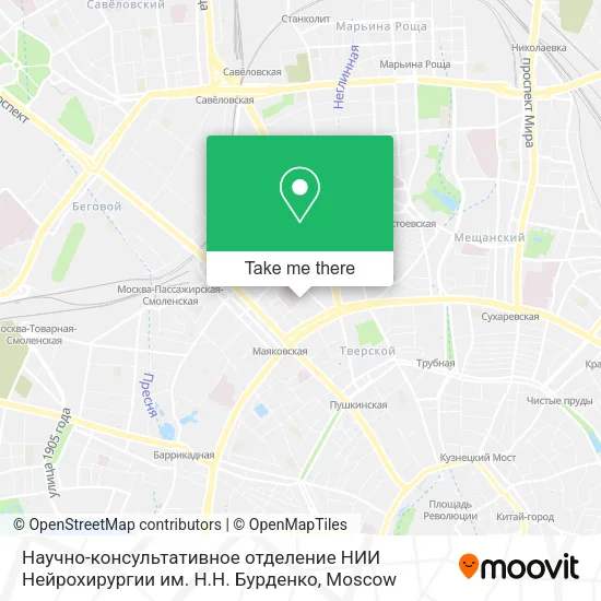 Научно-консультативное отделение НИИ Нейрохирургии им. Н.Н. Бурденко map