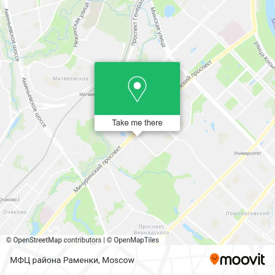 МФЦ района Раменки map