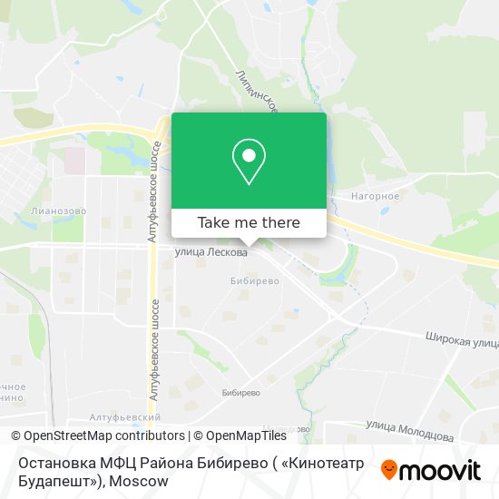 Остановка МФЦ Района Бибирево ( «Кинотеатр Будапешт») map