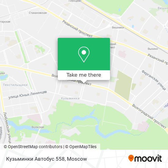 Кузьминки Автобус 558 map