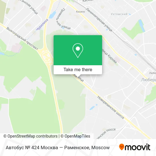 Автобус № 424 Москва — Раменское map
