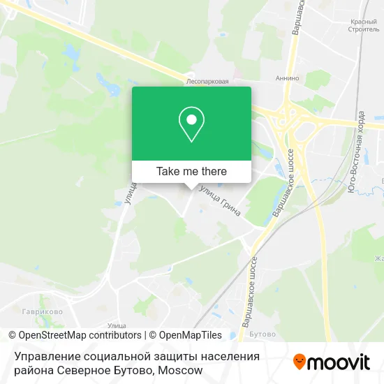 Управление социальной защиты населения района Северное Бутово map