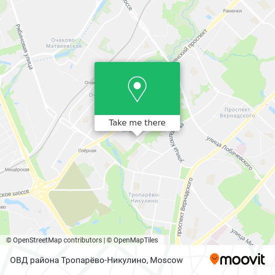 ОВД района Тропарёво-Никулино map