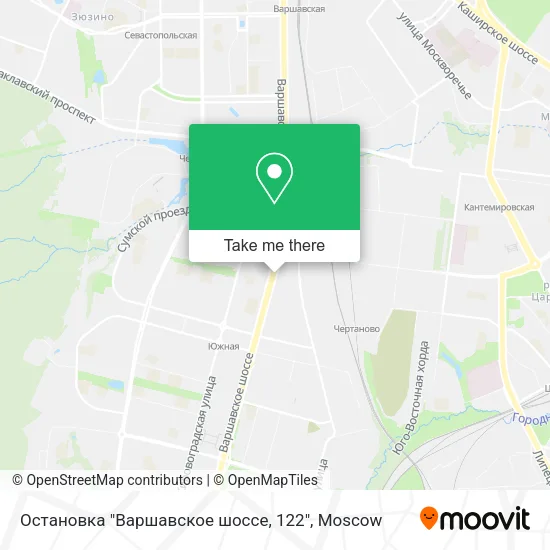 Остановка "Варшавское шоссе, 122" map