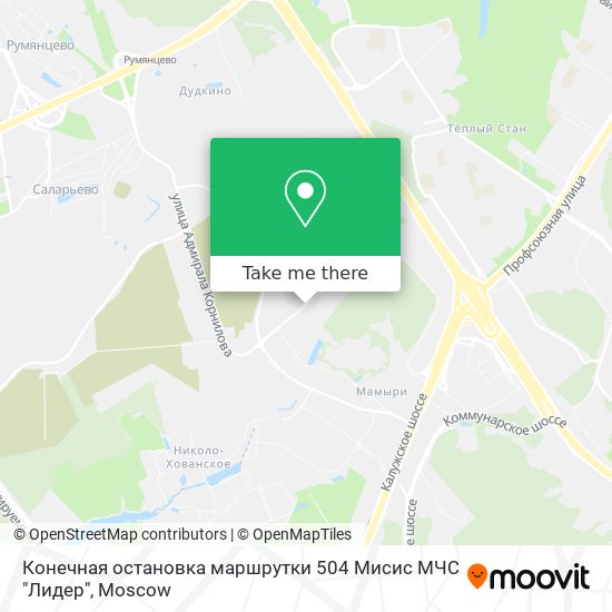 Конечная остановка маршрутки 504 Мисис МЧС "Лидер" map