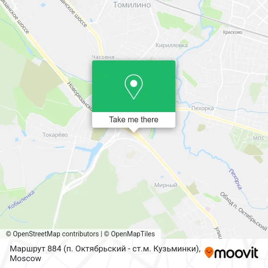 Маршрут 884 (п. Октябрьский - ст.м. Кузьминки) map