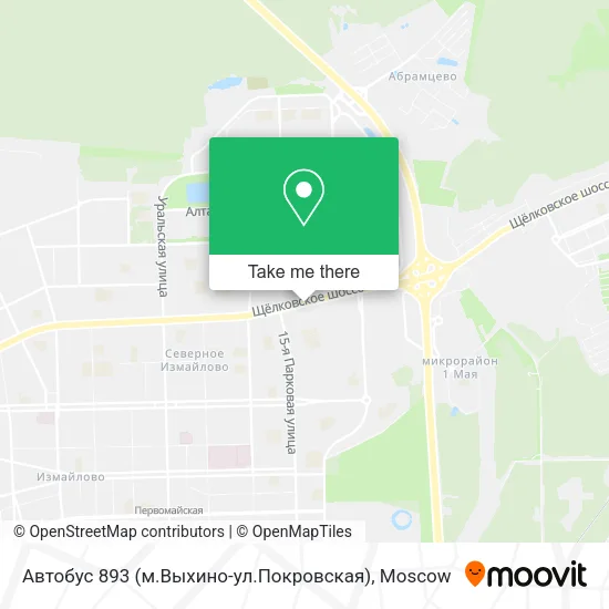 Автобус 893 (м.Выхино-ул.Покровская) map