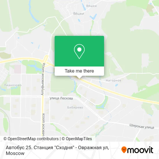 Автобус 25. Станция "Сходня" - Овражная ул map