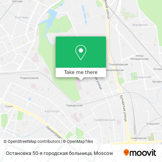 Остановка 50-я городская больница map