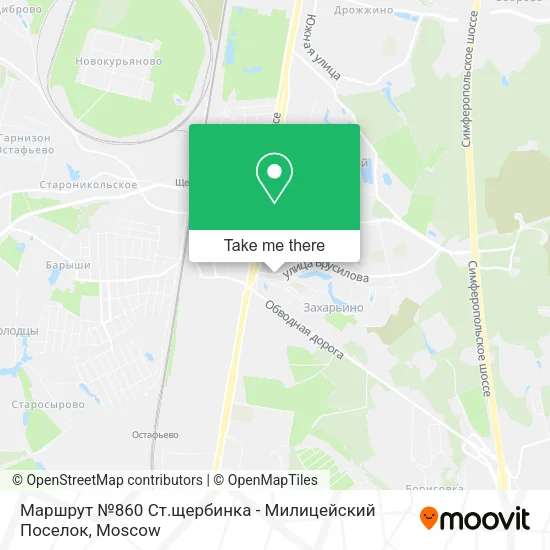 Маршрут №860 Ст.щербинка - Милицейский Поселок map