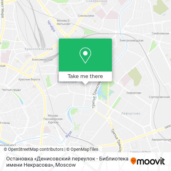 Остановка «Денисовский переулок - Библиотека имени Некрасова» map