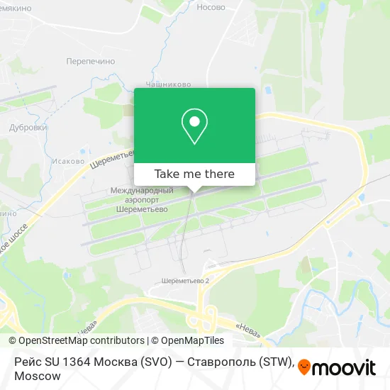 Рейс SU 1364 Москва (SVO) — Ставрополь (STW) map