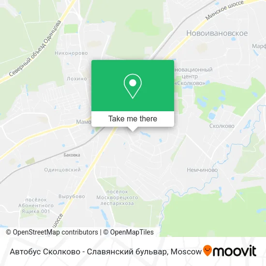 Автобус Сколково - Славянский бульвар map