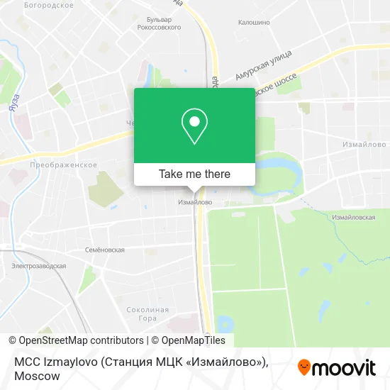 MCC Izmaylovo (Станция МЦК «Измайлово») map