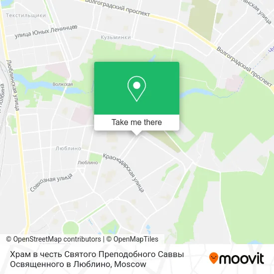 Храм в честь Святого  Преподобного  Саввы Освященного в Люблино map