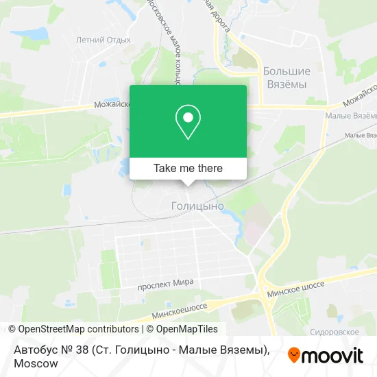 Автобус № 38 (Ст. Голицыно - Малые Вяземы) map