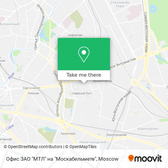 Офис ЗАО "МТЛ" на "Москабельмете" map