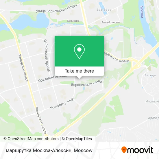 маршрутка Москва-Алексин map