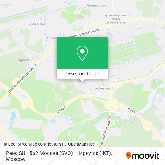 Рейс SU 1562 Москва (SVO) — Иркутск (IKT) map