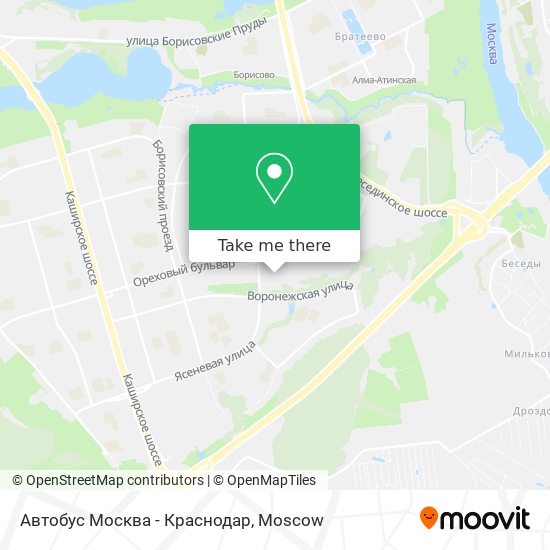 Автобус Москва - Краснодар map
